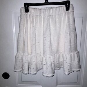 BCBGeneration White Eyelet Tiered Skater Skirt